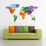 Origami Colored World Map Sticker