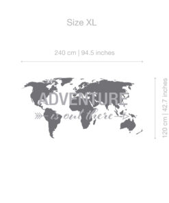 Adventure is Out There World Map Decal Dimensions