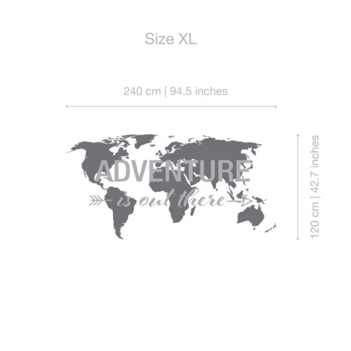 Adventure is Out There World Map Decal Dimensions