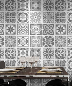 Grey Scale Floor Tile Decals - Composition