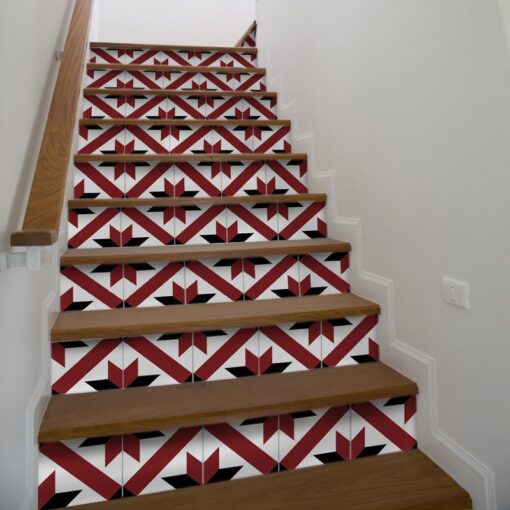 French Red and Black Traditional Tile Decals - Detail