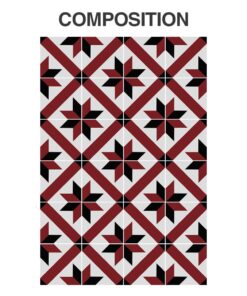 French Red and Black Traditional Tile Decals - Stairs
