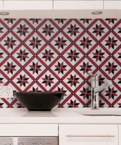 French Red and Black Traditional Tile Decals - Material