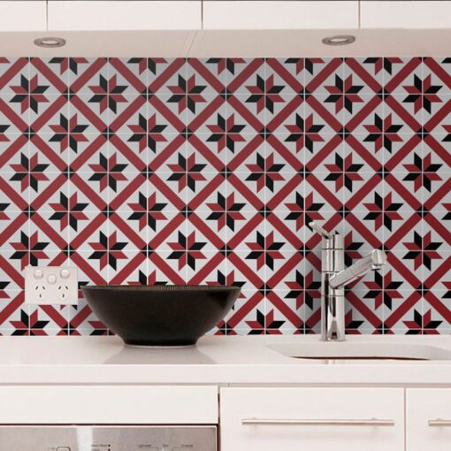 French Red and Black Traditional Tile Decals - Material