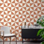 Geometric Orange Tile Stickers (Pack of 10)