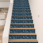 Stair Risers Stickers Dark Blue Terrazzo (Pack of 10)