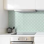 Kitchen Backsplash Decor - Green Fish Scale Pattern