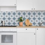 Kitchen Backsplash Decor - Blue Grey Astra Pattern