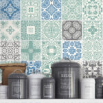 Pastel Blue Tiles Stickers (Pack of 36)
