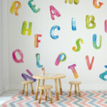 Watercolor Rainbow Alphabet Stickers