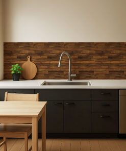 Kitchen Backsplash Decor - Brown Wood