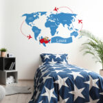 Kids Plane World Map Sticker  | Customizable