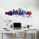 Seattle Skyline Watercolor Stickers