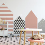 Pink Brown Houses - Kids Wall Decor