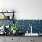 Kitchen Backsplash Decor - Dark Blue Terrazzo