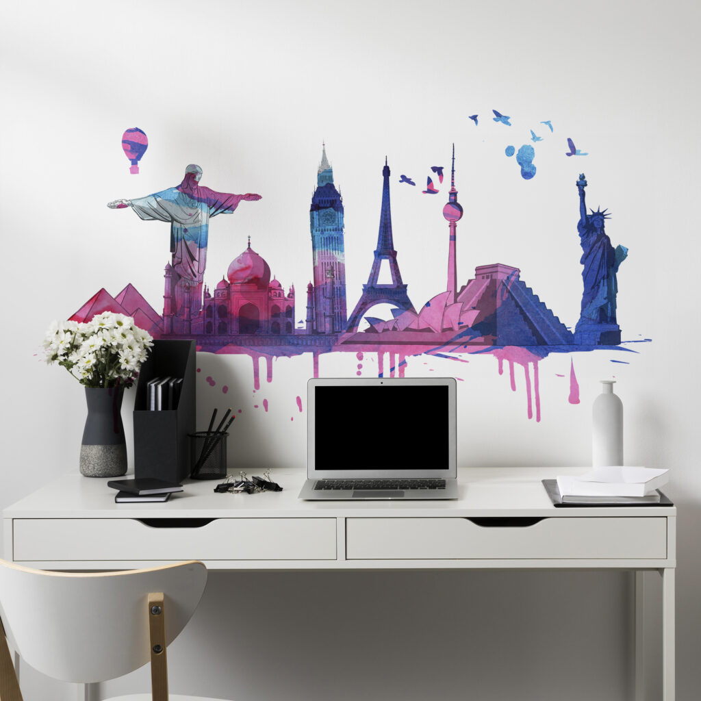 Skylines Watercolor Decals