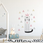 Cat with triangles Scandinavian Style Kids Sticker