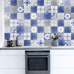 Vogue Blue Wall Tile Stickers (Pack of 56)