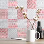 Cover Tiles Stickers Red and Grey Patterns (Pack of 24)