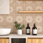 Beige Boho Flower Tile Stickers (Pack of 10)