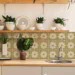 Green Flower Tile Decals (Pack of 10)