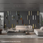 Modular Dark Grey & Gold Mirror Wall Panels