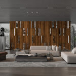 Modular Dark Wood & Mirror Wall Panels