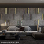 Modular Concrete & Gold Mirror Wall Panels