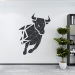 Geometric Bull Head 3D Wall Art