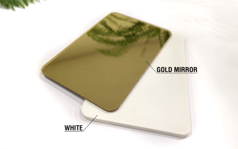 gold mirror and white pvc
