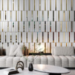 White and Gold Squares 3D Wall Panels