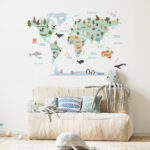 Pastel Color World Map Animals