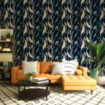 Dark Blue Botanical Pattern Wallpaper