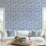 Blue Floral Pattern Wallpaper