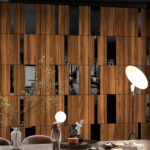 Dark Wood and Black Mirror Gloss 3D Wall Panels