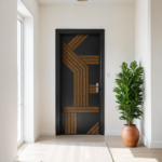 Geometric Bars Dark Wood Effect 3D Doors Decoration