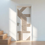 Geometric Bars Wood Effect 3D Doors Decoration