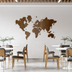 World Map Vertical Lines 3D Wall Decor