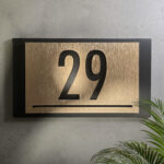 Gold Brush and Black Background Number Sign