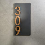 Dark Grey and Wood Effect Vertical Number Sign