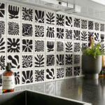 Black Matisse Inspired Tile Stickers (Pack of 24)