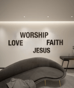 Alternative view of Worship Love Faith Jesus 3D Wall Decor (Small defect)