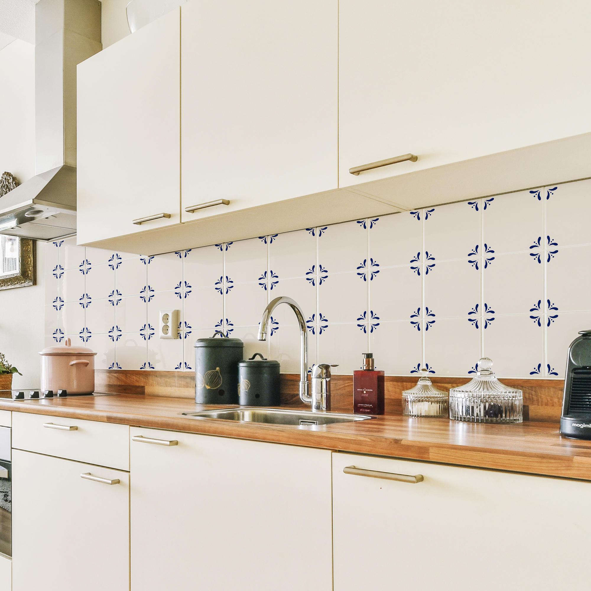 Coastal Beige and Blue Tile Stickers (Pack of 10) - Image 2