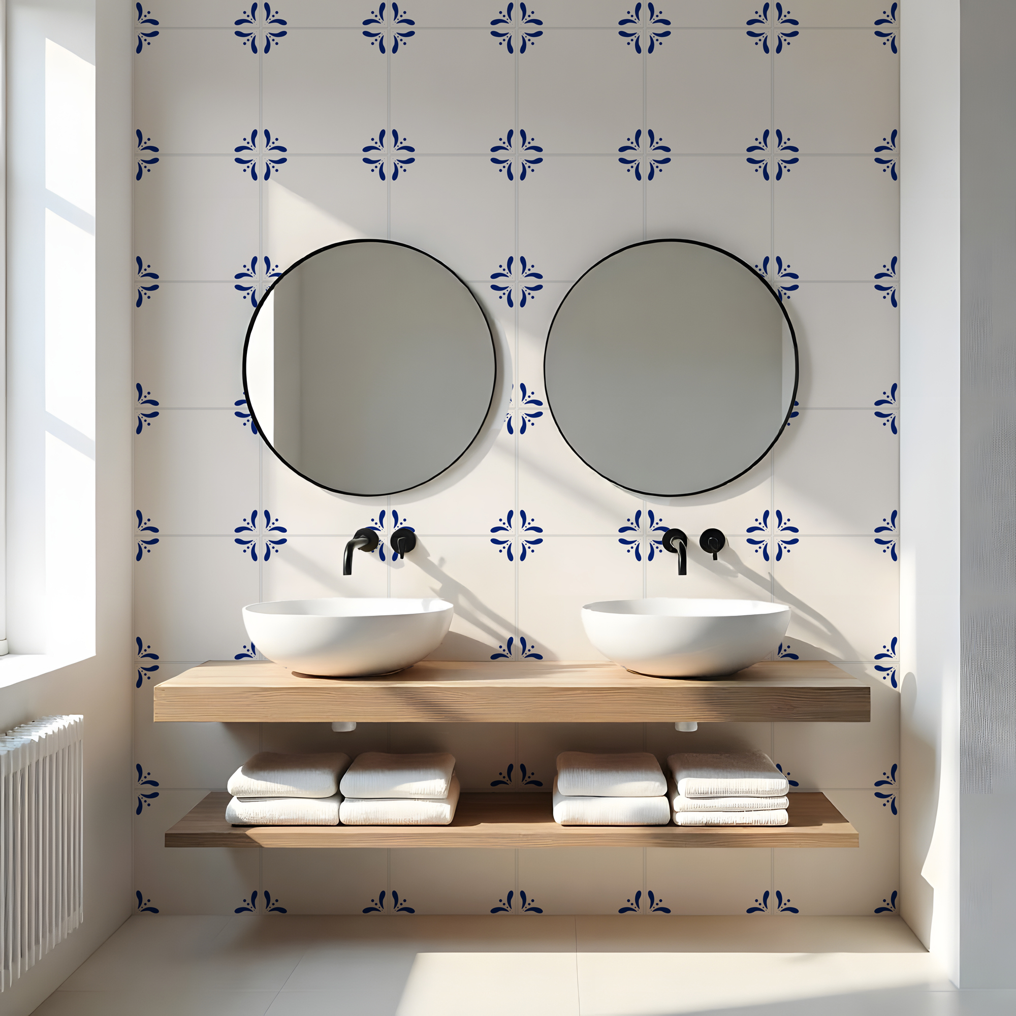 Coastal Beige and Blue Tile Stickers (Pack of 10)