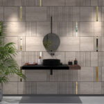 Travertine Imitation and Gold Mirror Decorative Panels