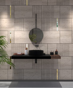 Travertine Imitation and Gold Mirror Decorative Panels