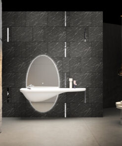 Dark Marble Imitation and Silver Mirror Decorative Panels