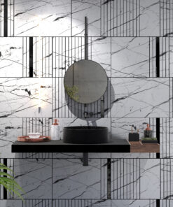 Alternative view of White Marquina Marble Imitation and Black Gloss Decorative Panels