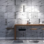 White Marquina Marble Imitation and Black Gloss Decorative Panels