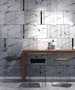White Marquina Marble Imitation and Black Gloss Decorative Panels